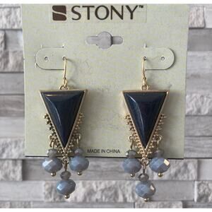 Stony Earrings Blue Triangle Dangle